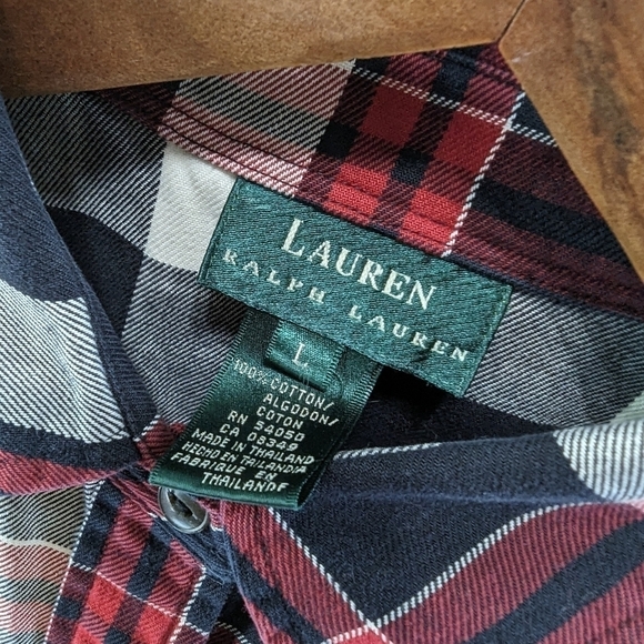 LRL Ralph Lauren Shirt Mens Large Red Black White Plaid Button Up Long Sleeve - Picture 3 of 11